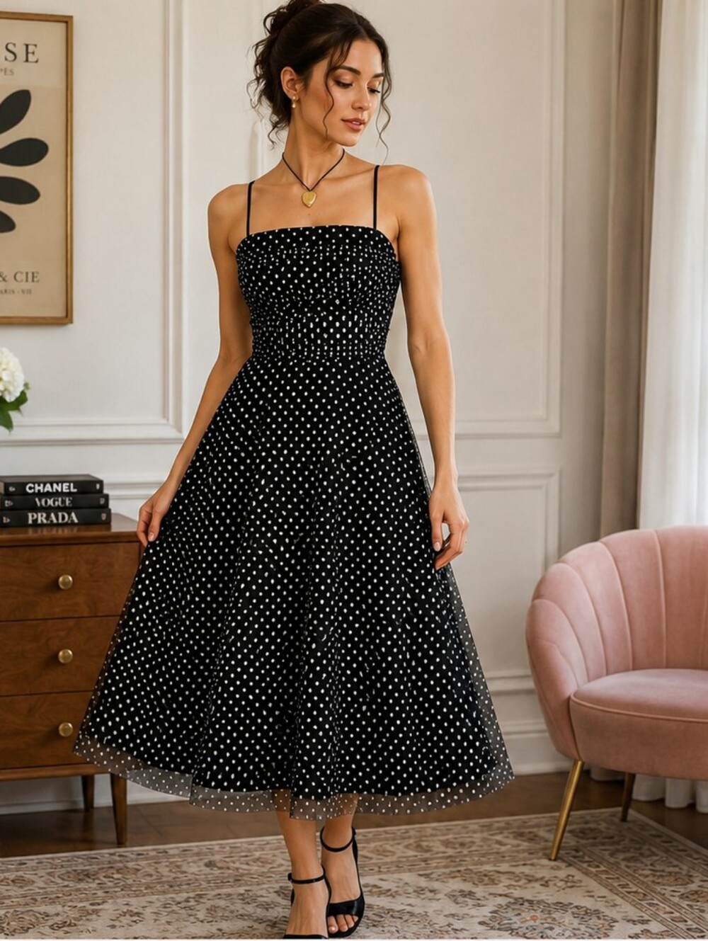 Vintage 50’s Polka Dot Tulle Cocktail Dress | Jessica Howard Party Dress